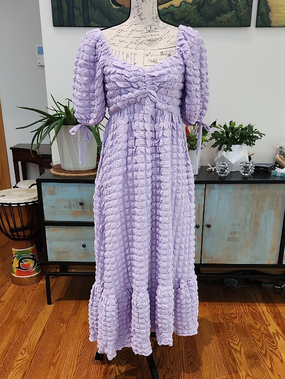 Bubble Puff Sleeve Lilac Maxi Dress - NWT - Picture 2 of 13